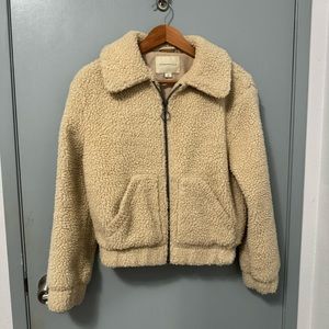 Beige Teddy Zip Up Jacket Size XS